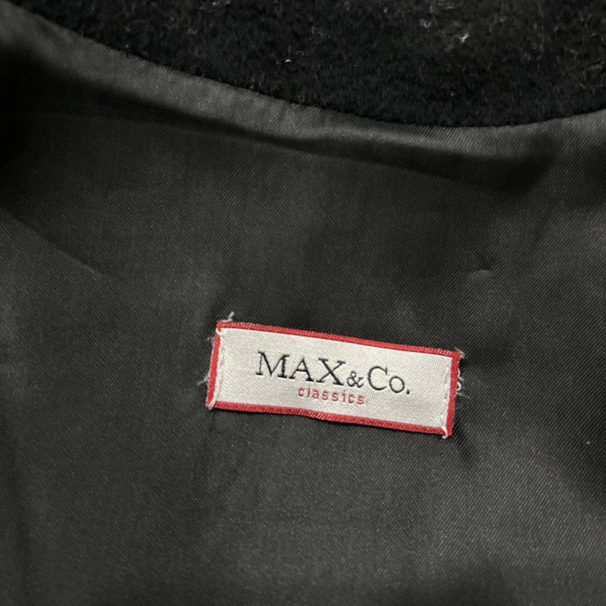 SS ＊ 良品 国内正規品 '高級感溢れる' MAX&Co. マックスアンドコー 高品質 メルトンウール ロング コート size40 レディース アウター_画像6