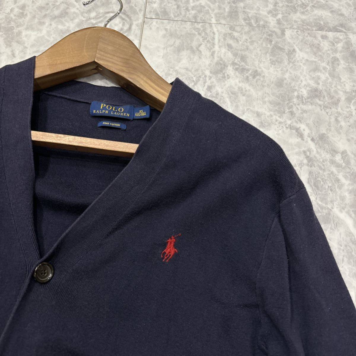 C ＊ 国内正規品 '人気 ポニー刺繍' POLO RALPH LAUREN ポロラルフローレン 長袖 COTTON ニット カーディガン XS メンズ 紳士服 トップス_画像3