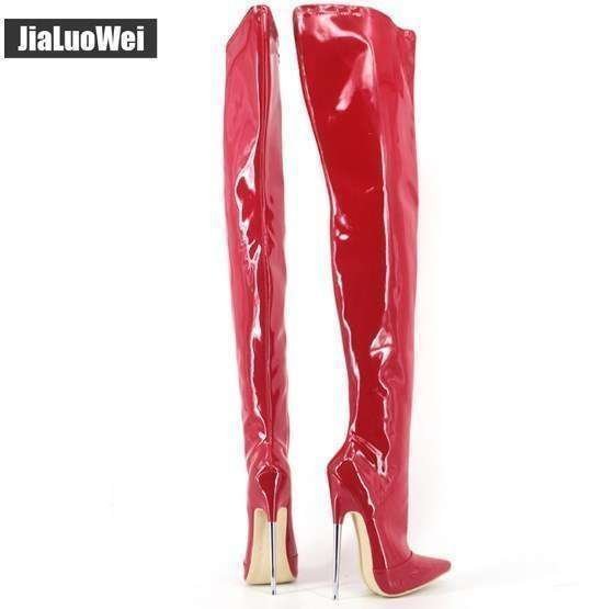 * новый товар * ботфорты * сапоги * sexy . чулки ботинки */ женский / soft кожа / высокий каблук красный эмаль style 