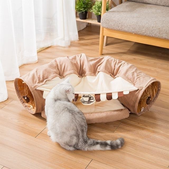 猫ハウス ねこ キャットトンネル 猫ベッド ペットハウス 折りたたみ おもちゃ　コーヒー_画像5
