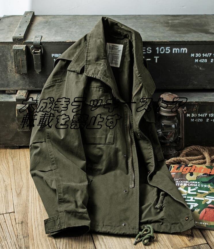 人気推薦 ヴィンテージ復刻U.S. ARMY M-65 フィールドジャケット メンズ コットン ミリタリーシャツ 長袖 レプリカ M～3XL　緑_画像7