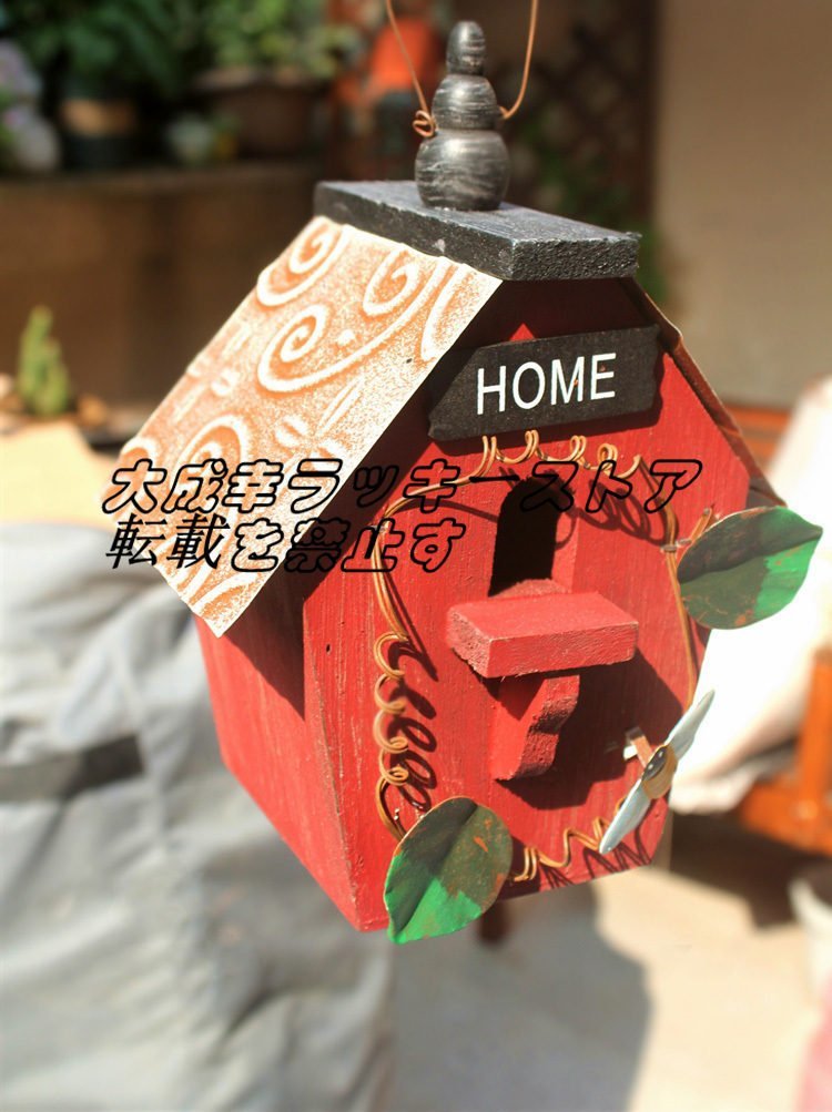  special price garden . wild bird observation! bird house small bird house ornament garden gardening hand made iron wooden garden. decoration garden triangle roof 3 color is possible to choose 