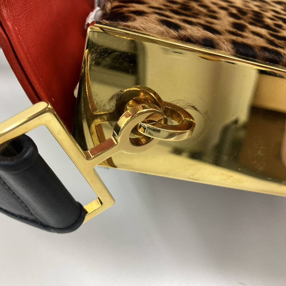 Christian Louboutin/クリスチャン ルブタン Pony Hair Leopard Print Medium Carrie Shoulder Bag Luxor ショルダーバッグ 鞄 ブラック _画像5