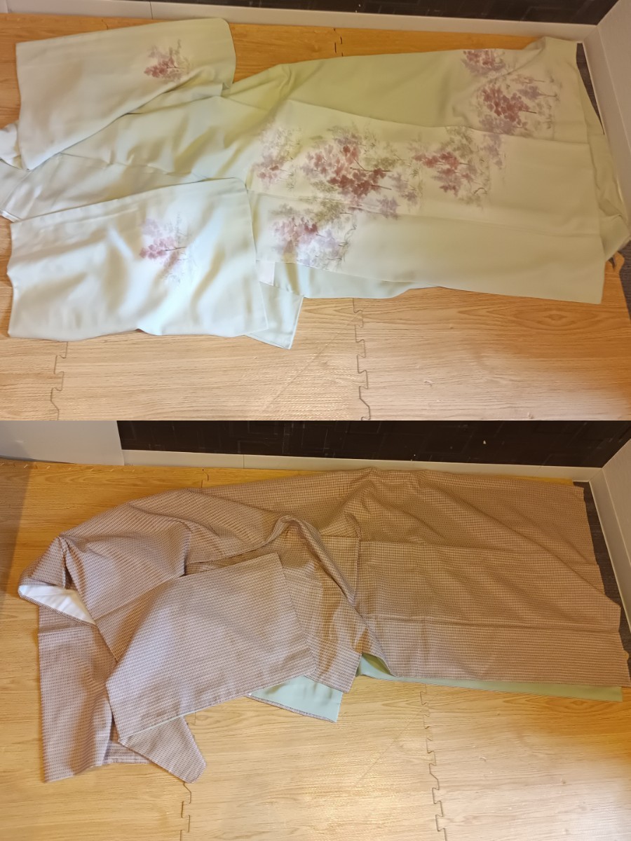 nn0202 262 着物 訪問着 10点 おまとめセット 中古 現状品 正絹 和装 和服 和柄 総柄 花柄 柄物 リメイク _画像5