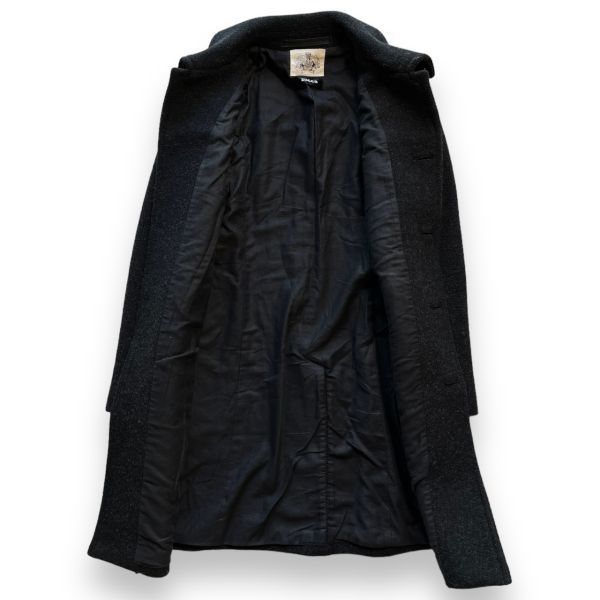 Zucca ズッカ 5釦 ウール ステンカラー ロング コート ジャケット アウター 防寒 スーツ フォーマル カジュアル メンズ M相当 ブラック系_画像3