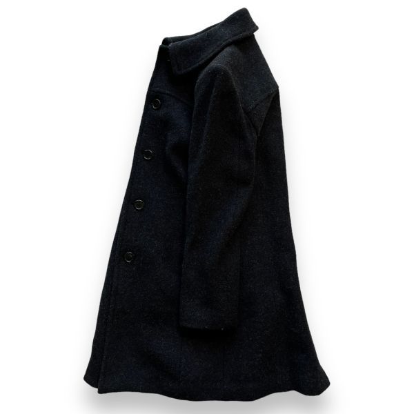 Zucca ズッカ 5釦 ウール ステンカラー ロング コート ジャケット アウター 防寒 スーツ フォーマル カジュアル メンズ M相当 ブラック系_画像5