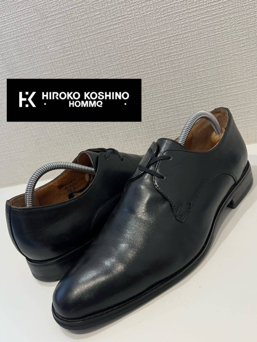 ★HIROKO KOSHINO HOMME★ヒロココシノオム★プレーントゥ★外羽根★ドレスシューズ★レザー★革靴★vibramソール★ブラック★黒★25.5EEE_画像1