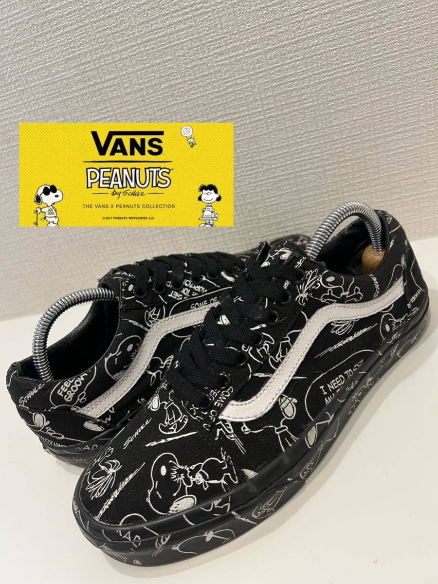 ★VANS×PEANUTS★バンズ×ピーナッツ★スヌーピー★キャラクター★OLD SKOOL★オールドスクール★総柄★ブラック★黒★US8.5★26.5cm★_画像1