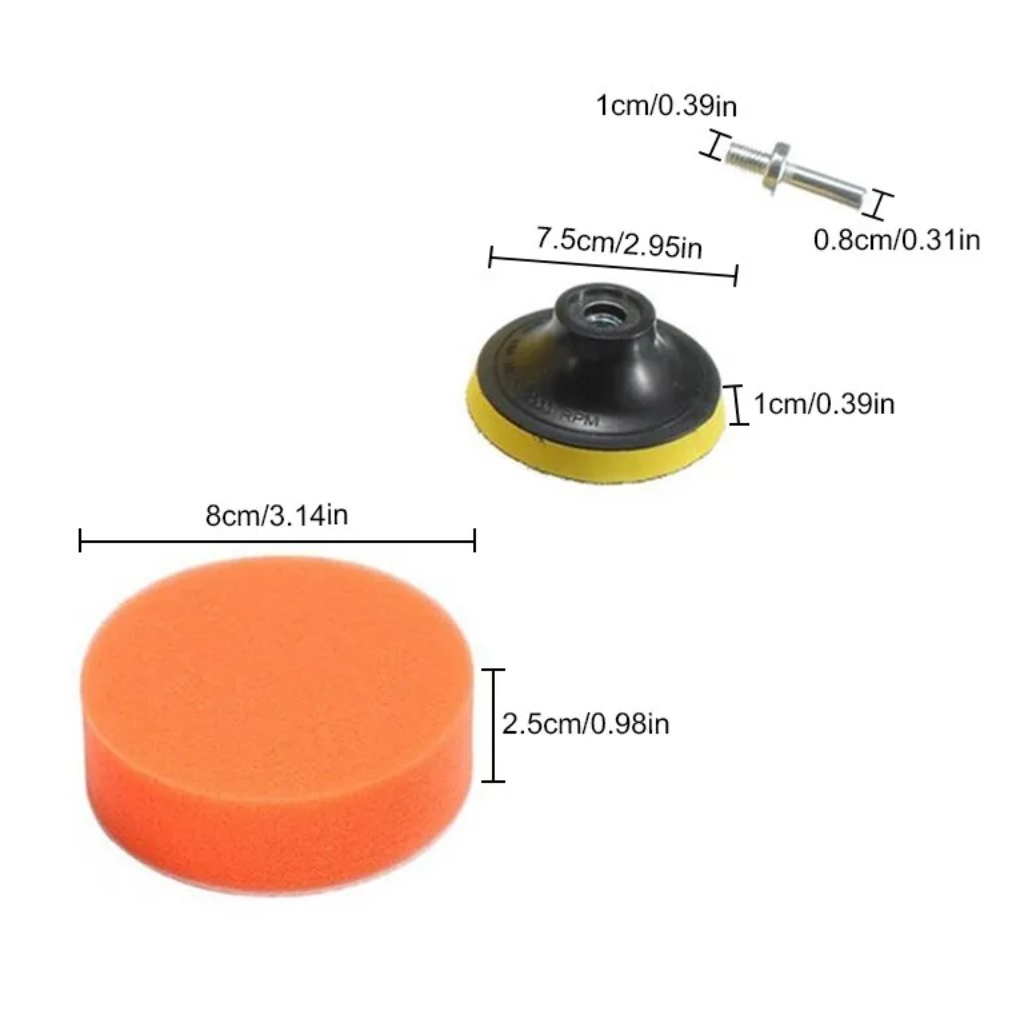 3 -inch 75mm polisher buffing wool pad 11 point set car wax .. grinding burnishing etc. 