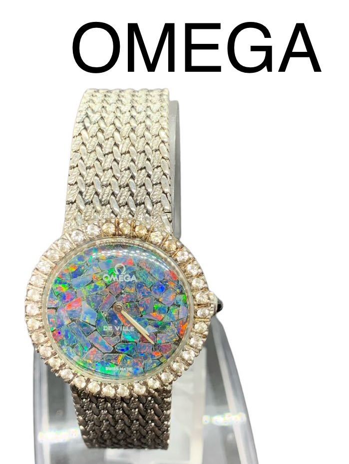 OMEGA 腕時計 クォーツ 文字盤 オパール風 モザイクオパール 時計 _画像1