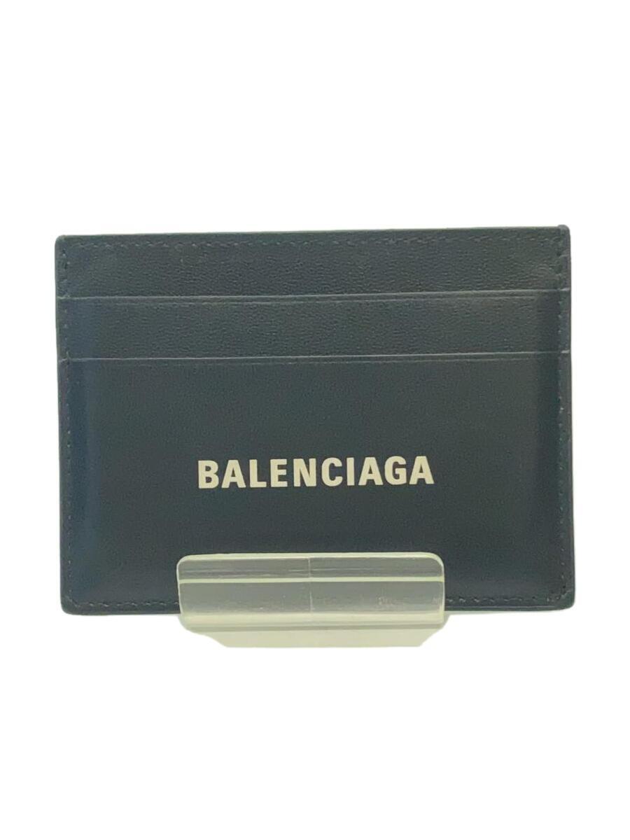 BALENCIAGA◆LOGO PRINTED CARDHOLDER/カードケース/レザー/BLK/594309・1090_画像1