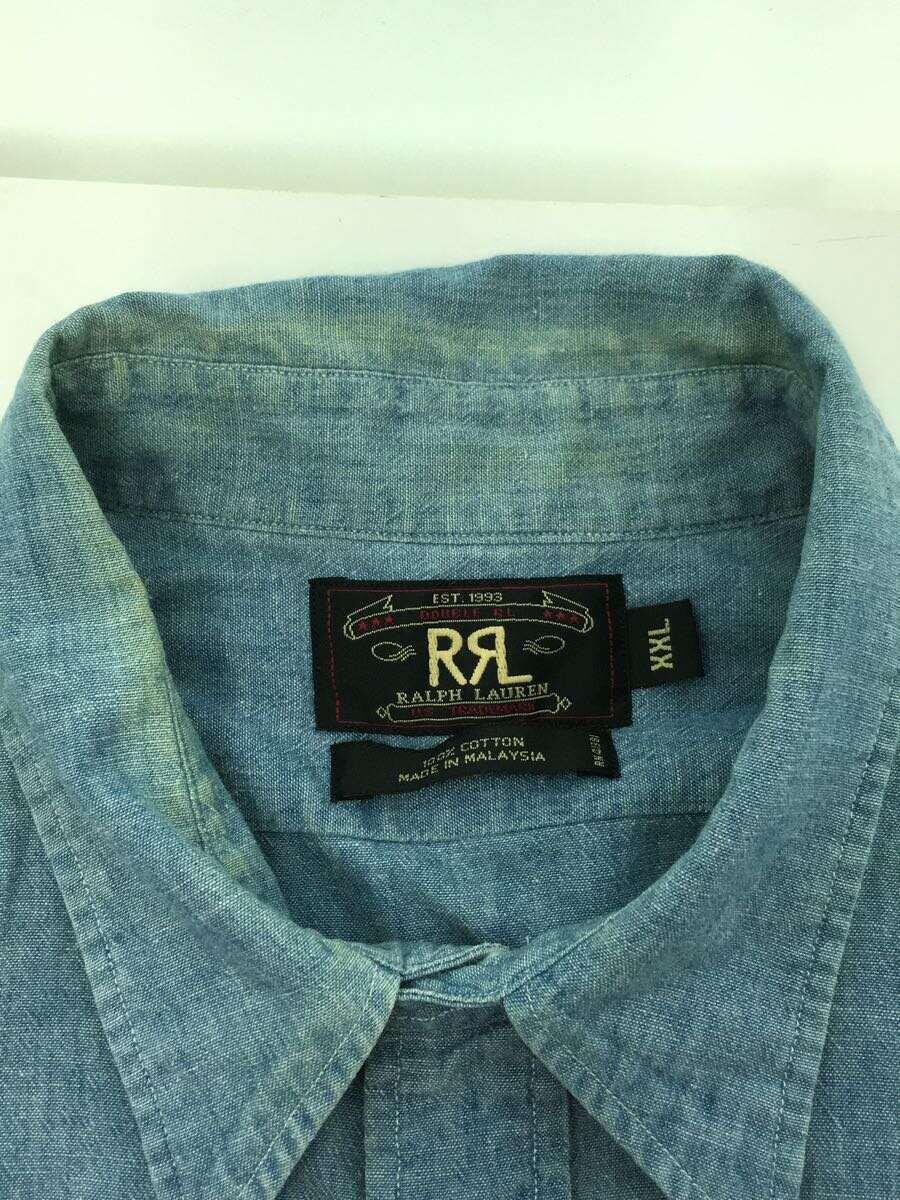 RRL◆半袖シャツ/XXL/コットン/BLU/無地_画像5