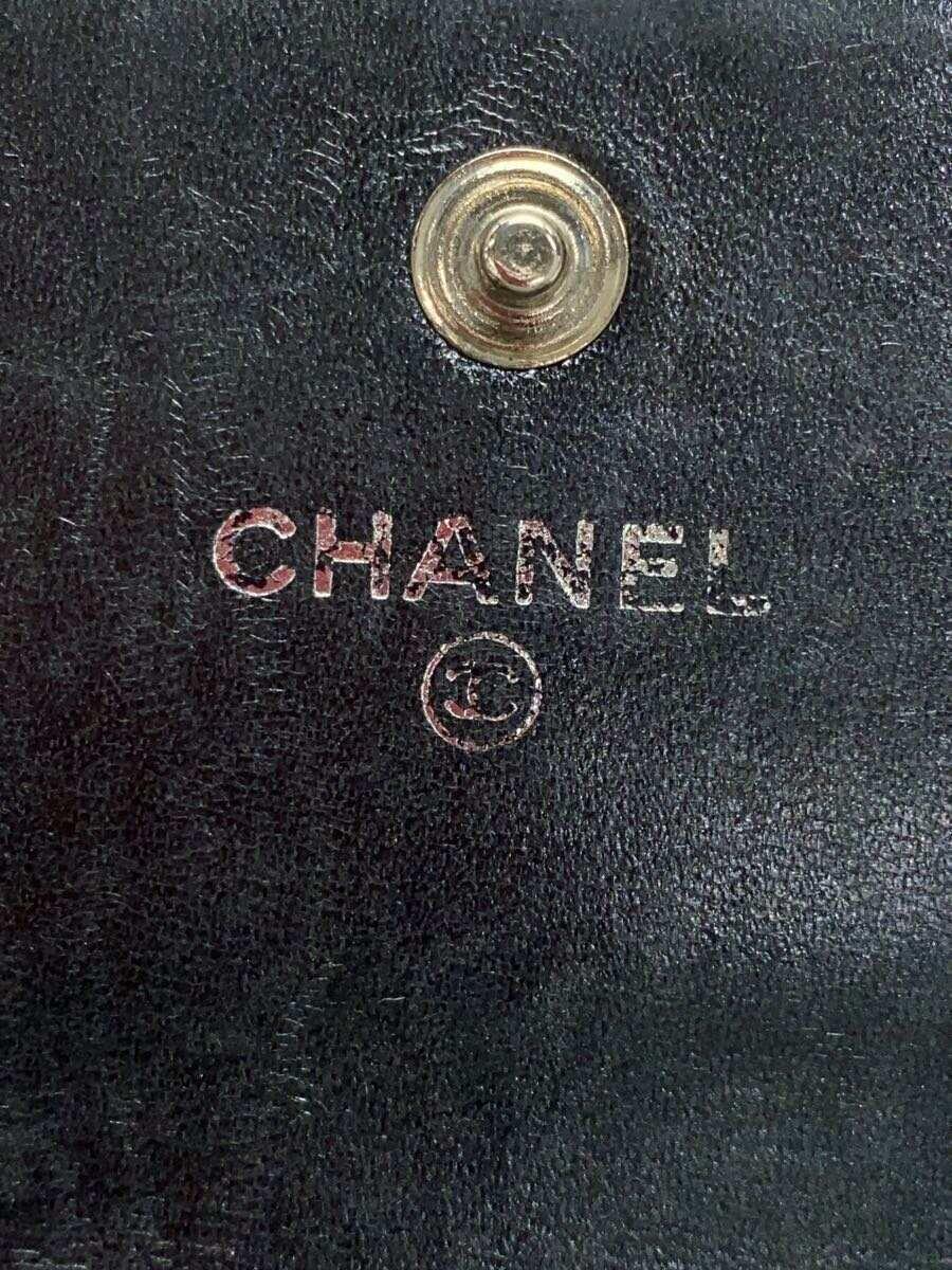 CHANEL◆長財布/レザー/BLK/レディース_画像3