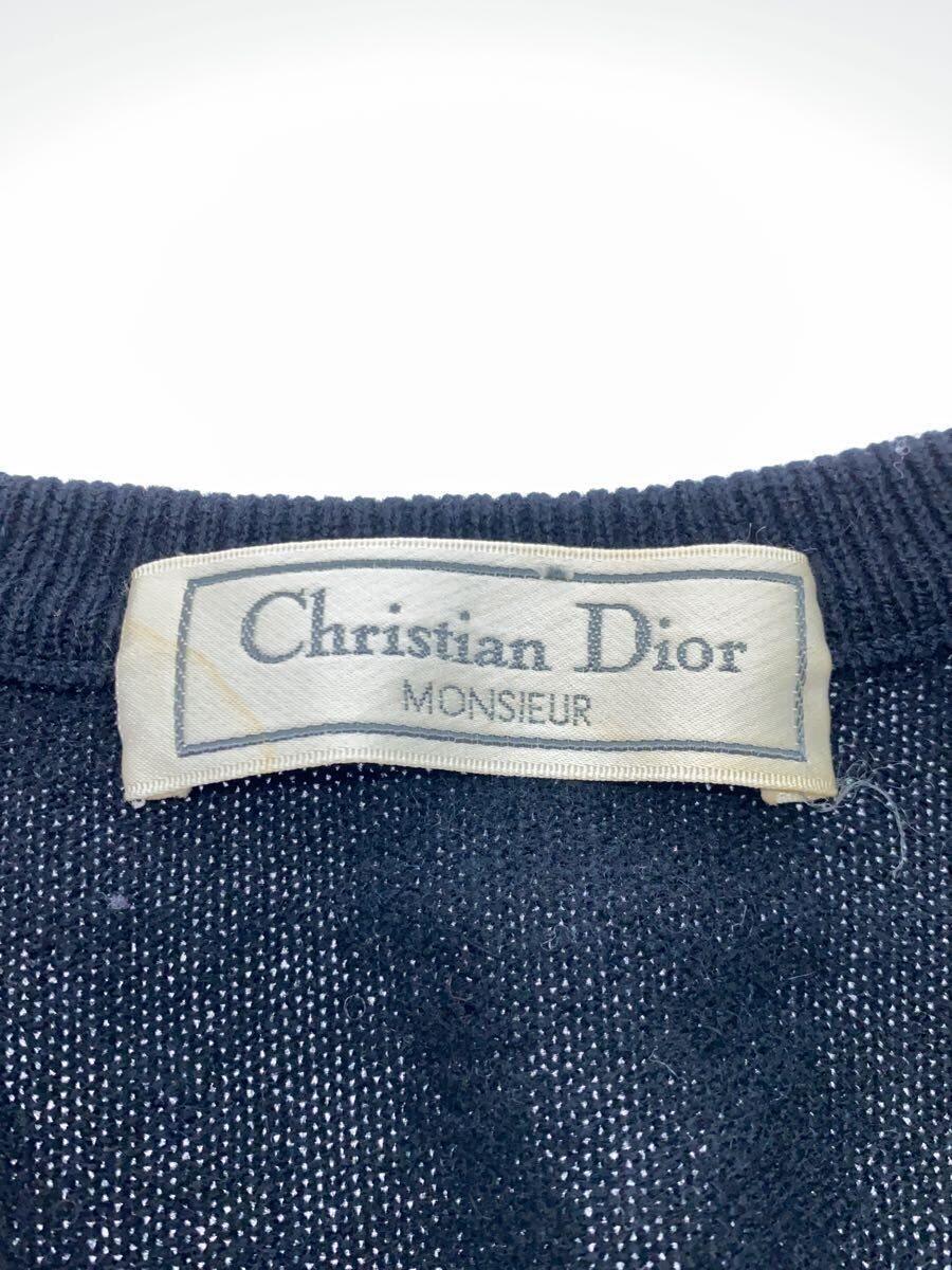 Christian Dior MONSIEUR◆クリスチャンディオールムッシュ/OS-8162/セーター(薄手)/ニット/M/ウール/ブラック/無地_画像3