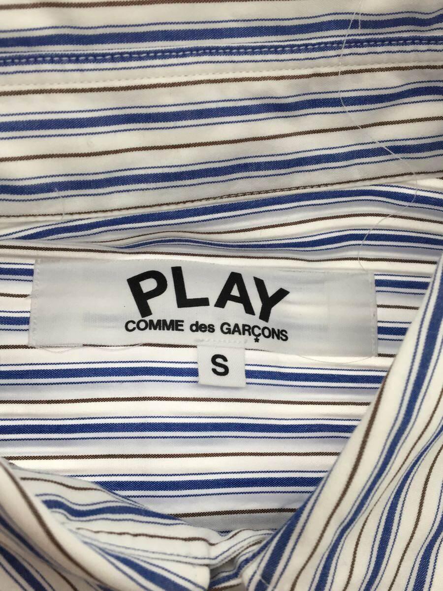 PLAY COMME des GARCONS◆長袖シャツ/S/コットン/ストライプ/AZ-B005_画像3