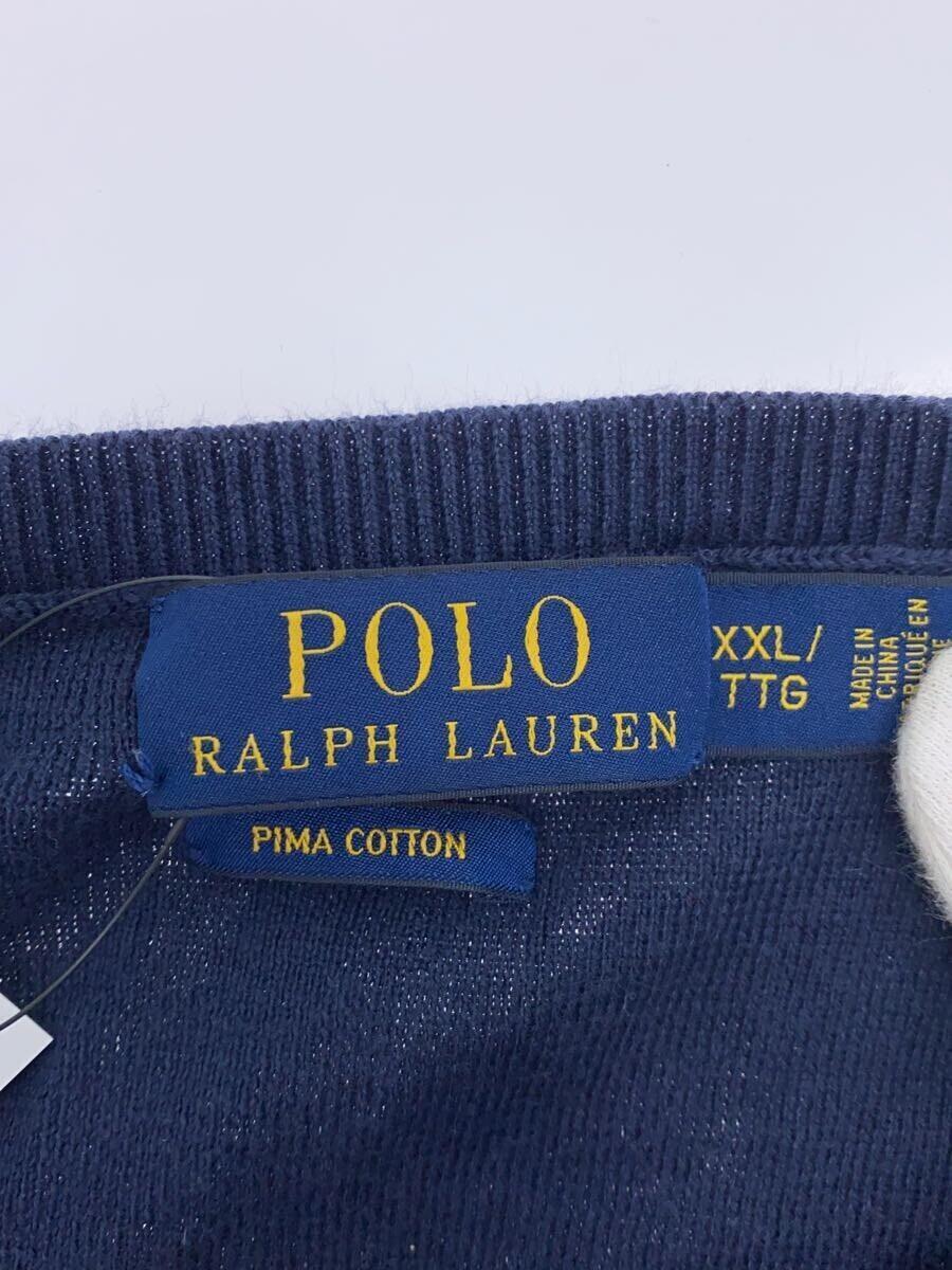 POLO RALPH LAUREN◆セーター(薄手)/XXL/コットン/ネイビー/紺/無地_画像3