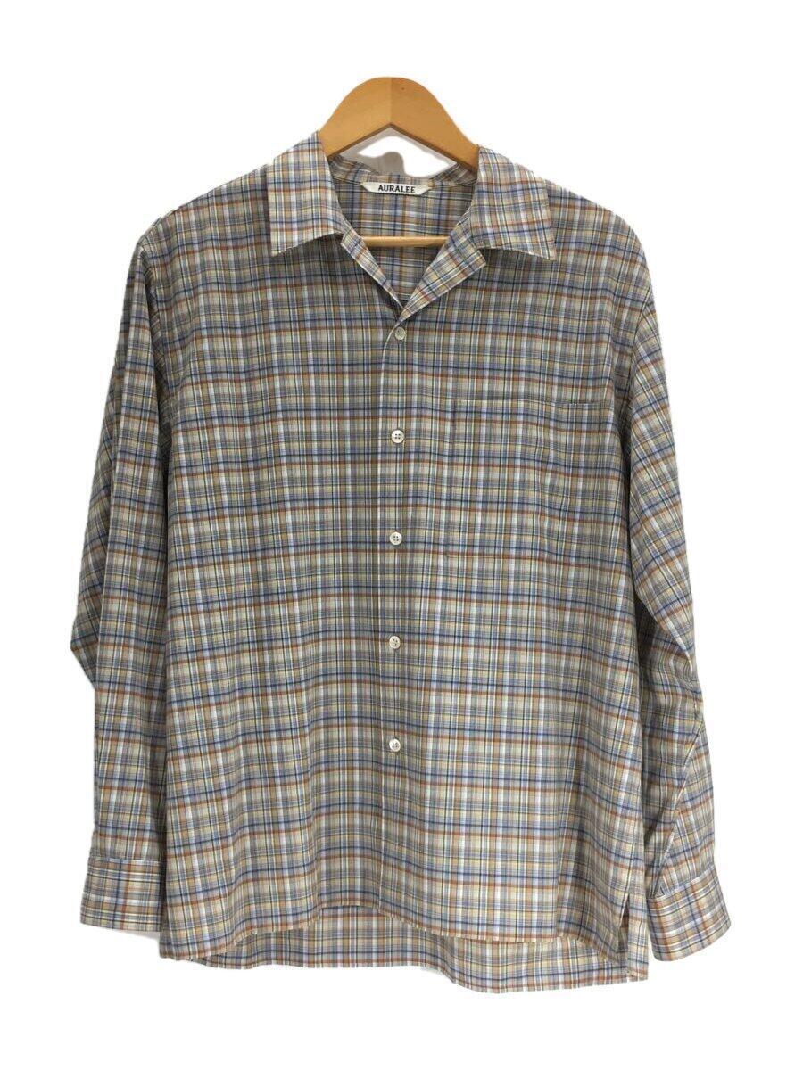 AURALEE◆WASHABLE SUPER LIGHT WOOL CHECK SHIRTS/3/ウール/A21SS01LC_画像1