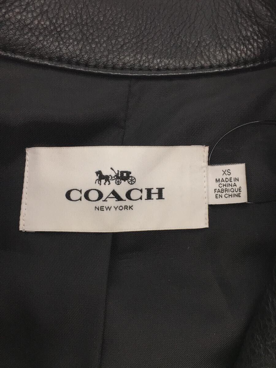 COACH◆シングルライダースジャケット/XS/牛革/BLK/F86594_画像3