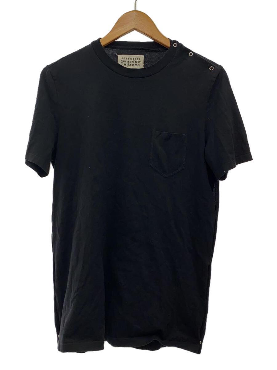 Maison Margiela◆Tシャツ/46/コットン/BLK/無地/糸切れ有/使用感有_画像1