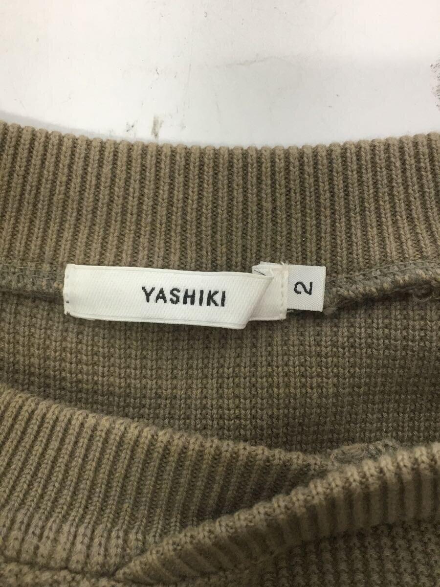 YASHIKI◆セーター(薄手)/2/コットン/KHK/無地_画像3