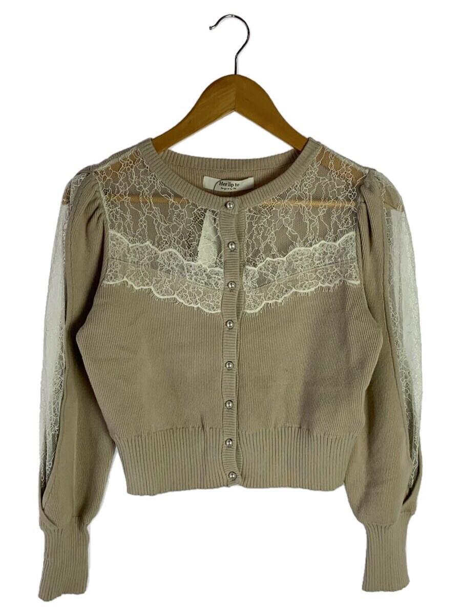 Her lip to◆Lace Trimmed Pearl-Button Cardigan/カーディガン/コットン/1231202042_画像1