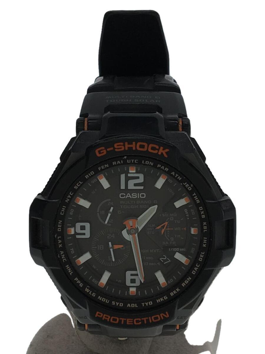 CASIO◆ソーラー腕時計・G-SHOCK/アナログ/BLK_画像1