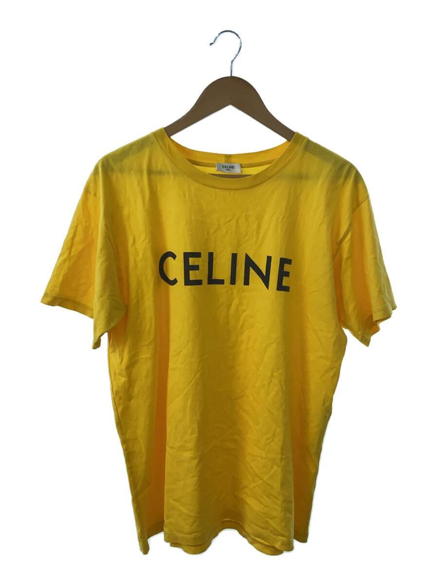 CELINE◆21SS/LOOSE T-SHIRT/ロゴ/ヨゴレ有/Tシャツ/S/コットン/YLW