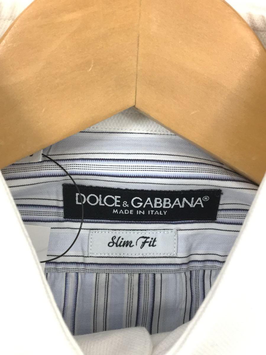 DOLCE&GABBANA◆長袖シャツ/-/コットン/BLU/ストライプ_画像3