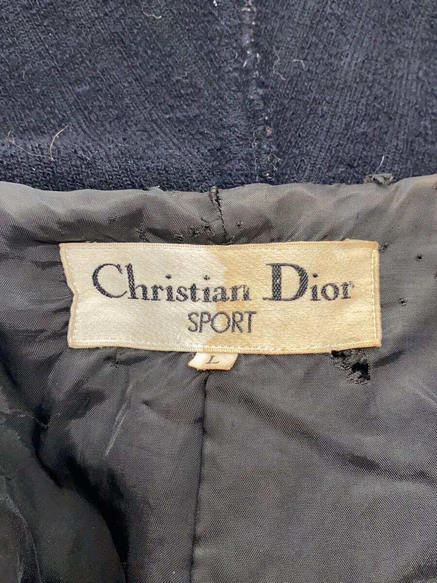 Christian Dior◆トグルボタンフーデッドニットジャケット/L/ウール/BLK/無地_画像3