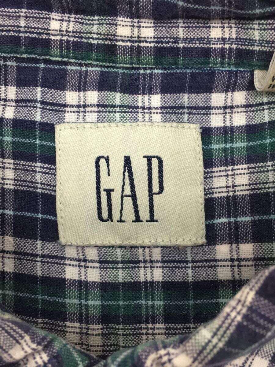 GAP◆90-00s/OLDGAP/SS/プルオーバーボタンダウンシャツ/M/コットン/BLU/チェック_画像3