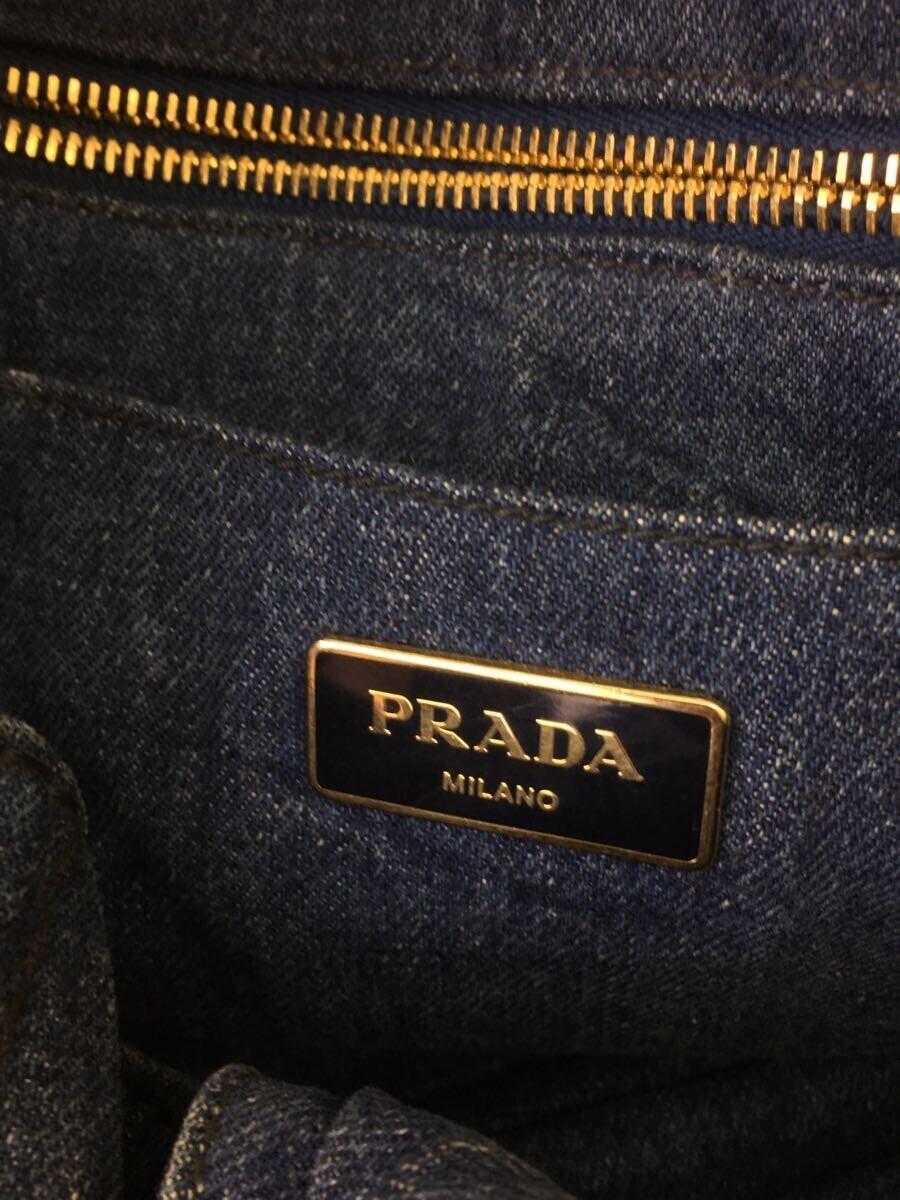 PRADA◆プラダ/カナパ/トートバッグ/コットン/インディゴ_画像5