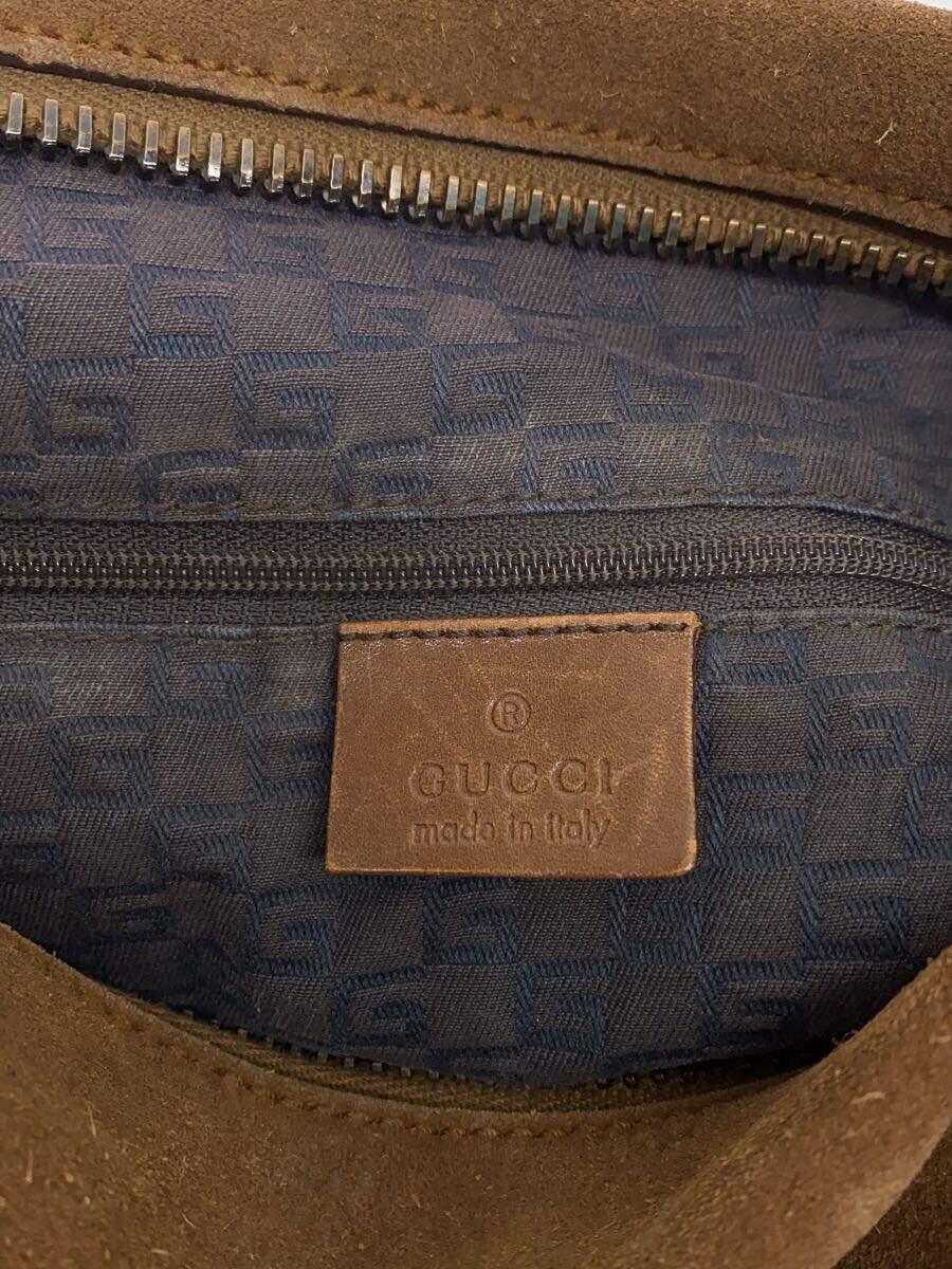 GUCCI◆トートバッグ/スウェード/BRW/無地/101292/使用感有_画像5