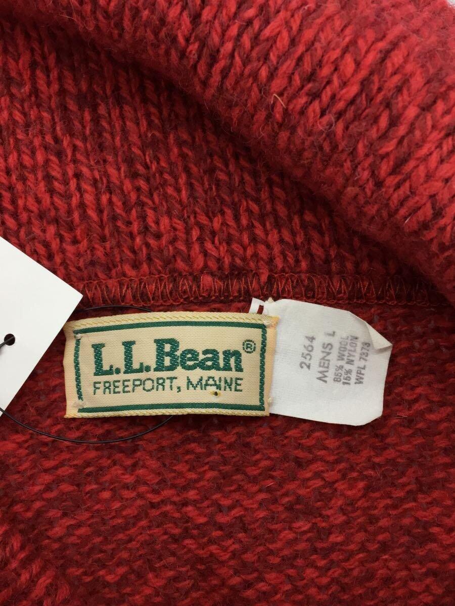 L.L.Bean◆ショールカラーセーター(厚手)/L/ウール/RED/無地/2564_画像3