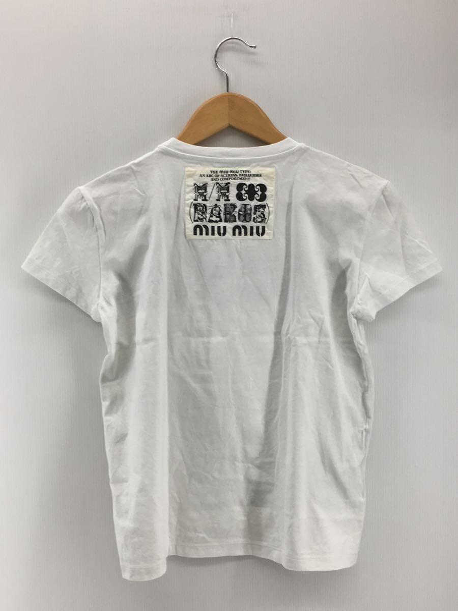 MIU MIU◆Tシャツ/XS/コットン/WHT/プリント/バックデザイン_画像2