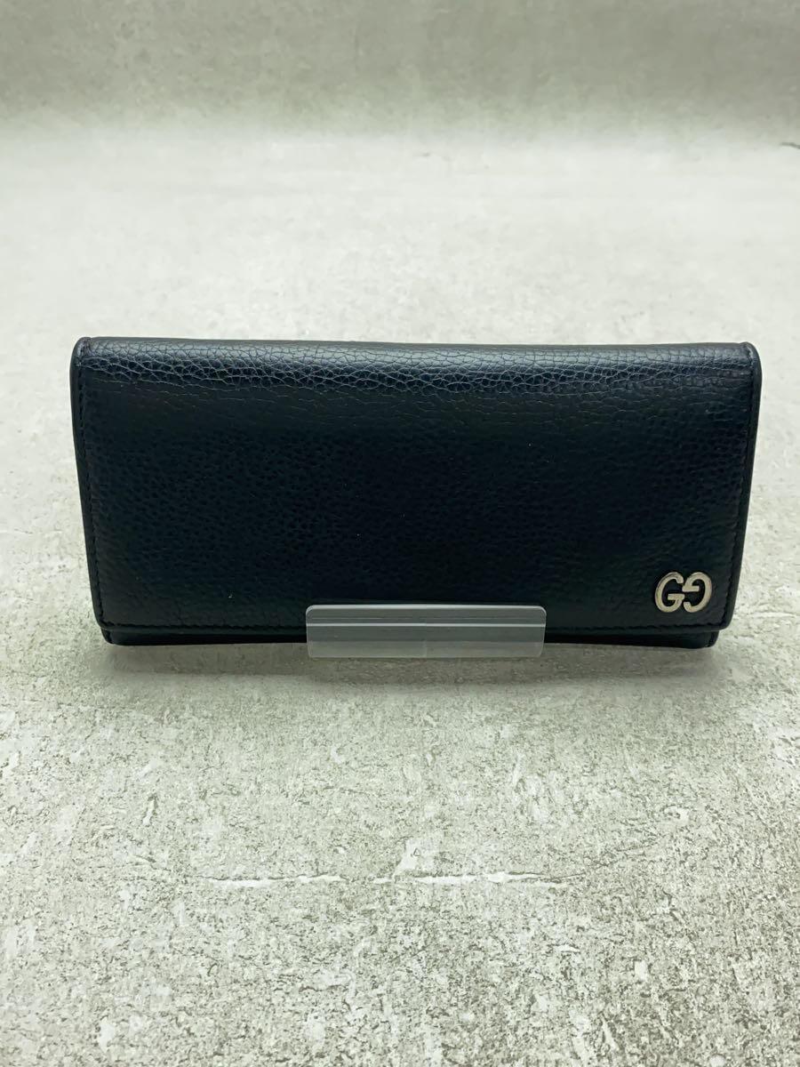 GUCCI◆GUCCI 長サイフ_インターロッキングG/レザー/BLK/メンズ