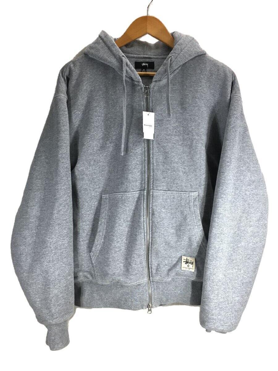 STUSSY◆double face label zip hoodie/GRY/無地/118460