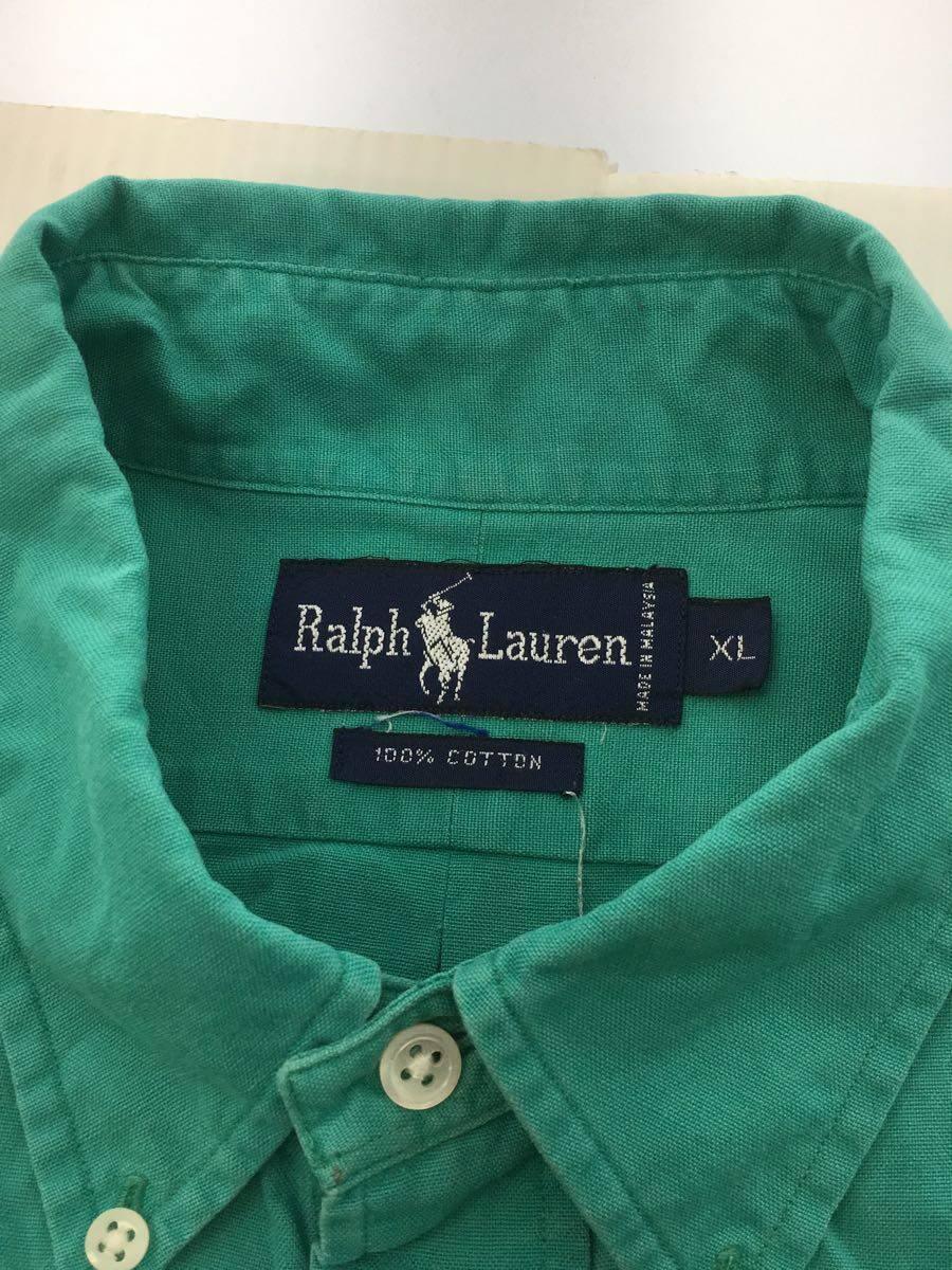 RALPH LAUREN◆長袖シャツ/XL/コットン/GRN/無地/エメラルドグリーン_画像3