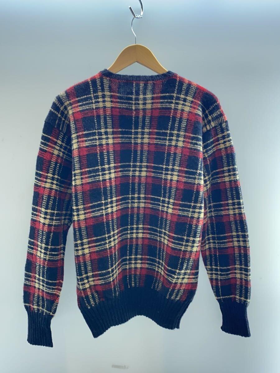POLO RALPH LAUREN◆90s/check wool knit sweater/セーター(厚手)/L/ウール/RED/チェック_画像2