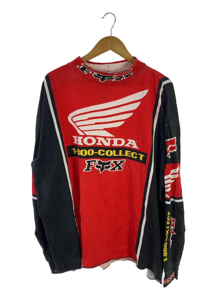Fox Racing◆HONDA/長袖Tシャツ/XXL/コットン/RED