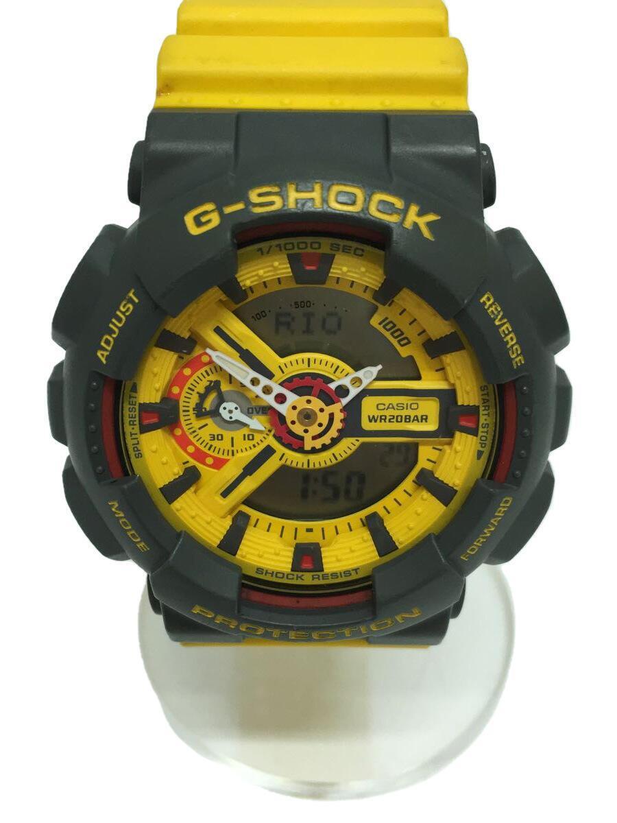 CASIO◆クォーツ腕時計_G-SHOCK/デジタル/ラバー/イエロー/イエロー