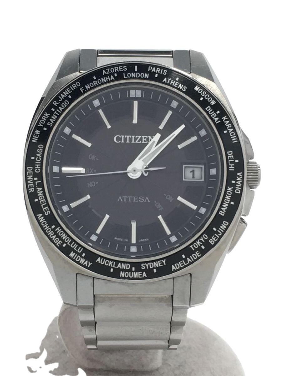 CITIZEN◆ソーラー腕時計/アナログ/ステンレス/BLK/SLV/SS/H148-T017509_画像1