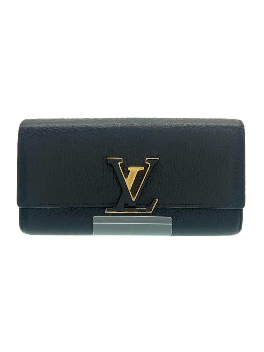 LOUIS VUITTON◆ポルト・フォイユ・カプシーヌ_パルナセア_BLK/レザー/ブラック/無地/メンズ/M61248_画像1