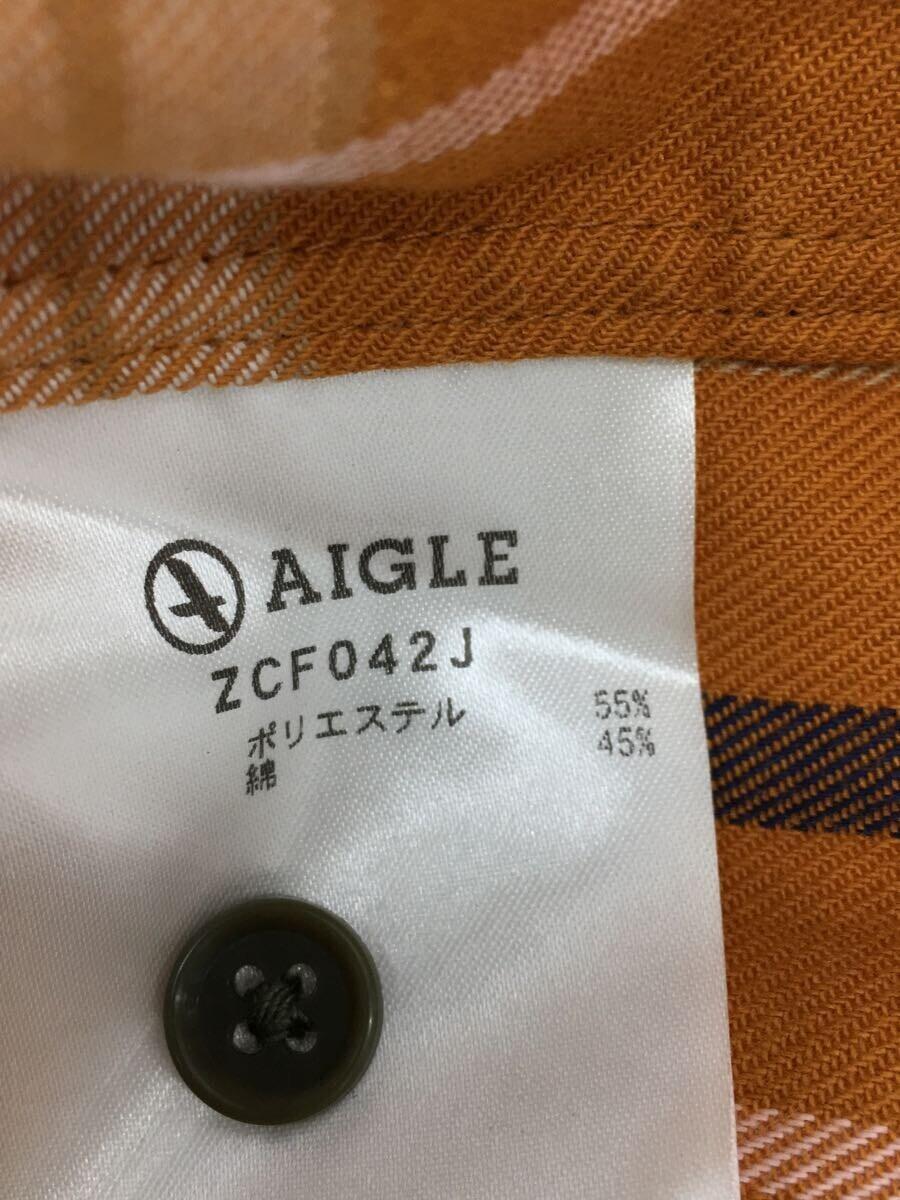 AIGLE◆長袖シャツ/40/ポリエステル/ORN/チェック/ZCF042J_画像4