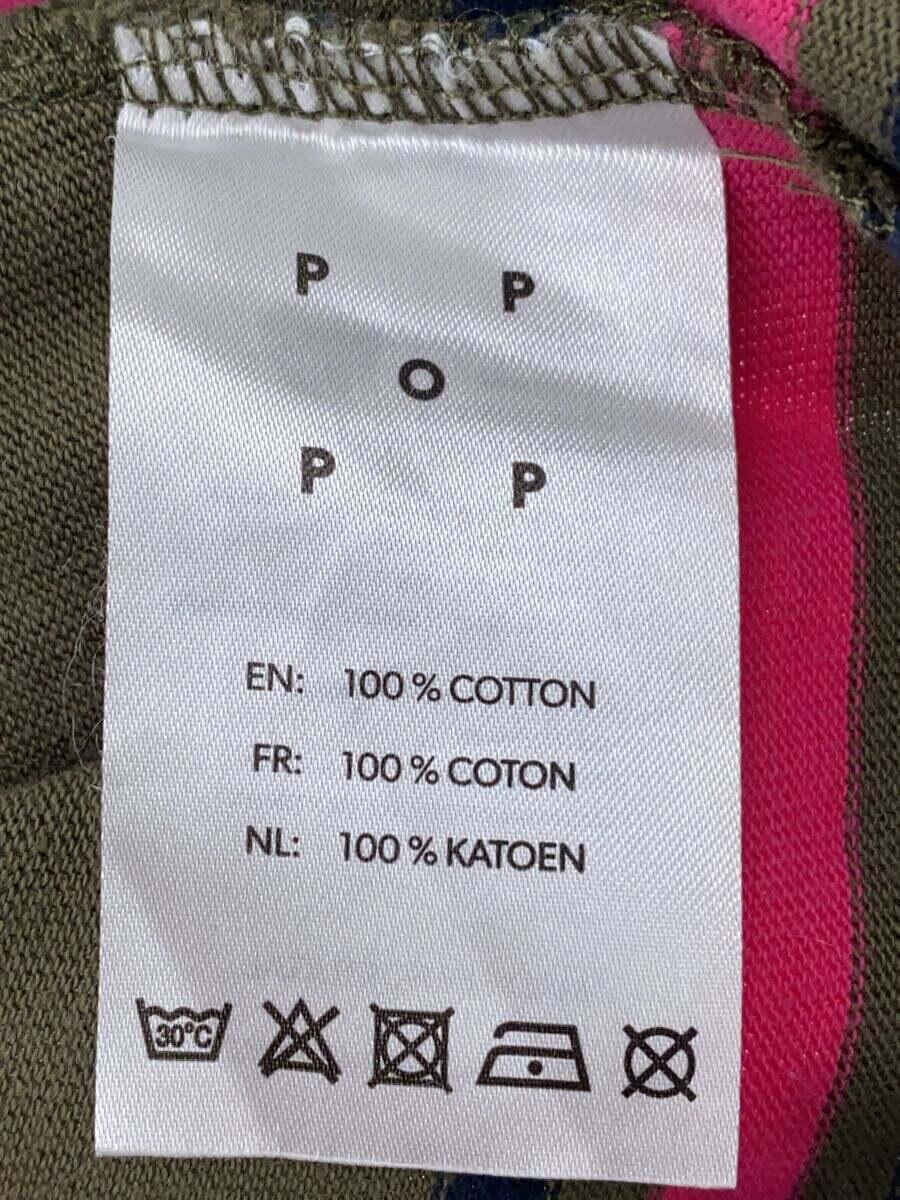 POP TRADING COMPANY◆長袖Tシャツ/L/コットン/カーキ/ボーダー_画像4