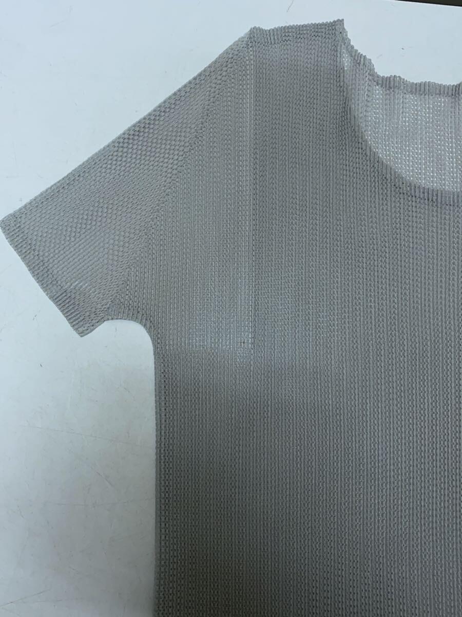 PLEATS PLEASE ISSEY MIYAKE◆半袖ブラウス/3/ポリエステル/GRY/無地/PP13FK252/汚れ有_画像4