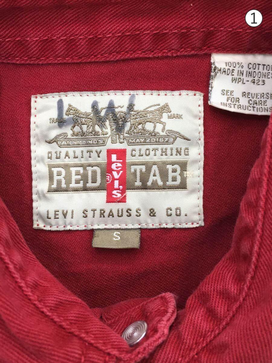 Levi’s REDTAB◆長袖シャツ/S/コットン/RED/無地_画像3