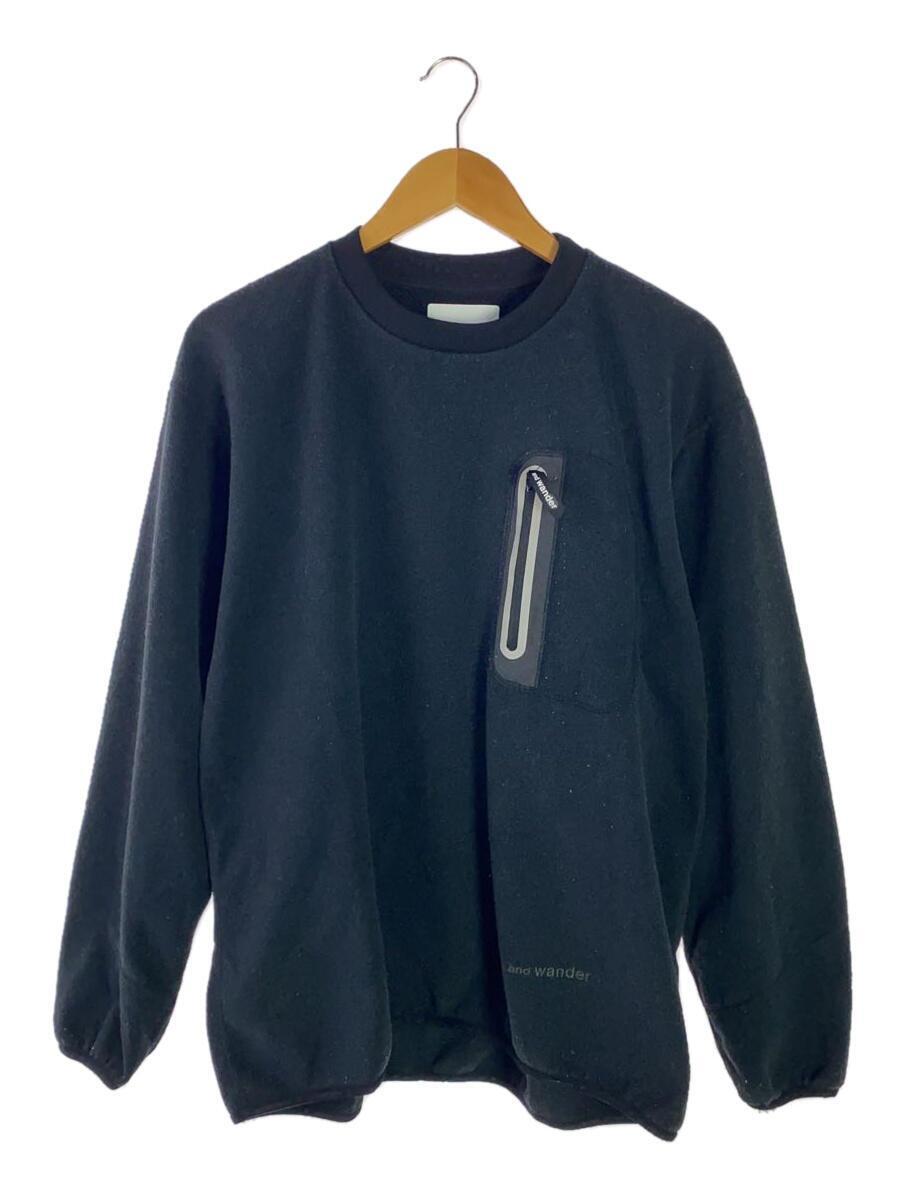 and wander◆毛羽立ち有/TOP FLEECE PULLOVER/スウェット/2/ポリエステル/BLK