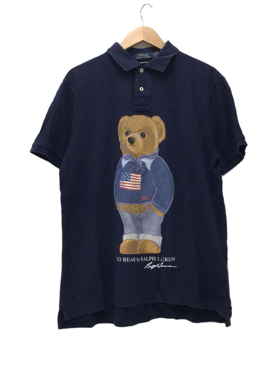 POLO RALPH LAUREN◆ポロシャツ/XL/コットン/ネイビー/ポロベアー/ビッグポロベア/プリント/メンズ