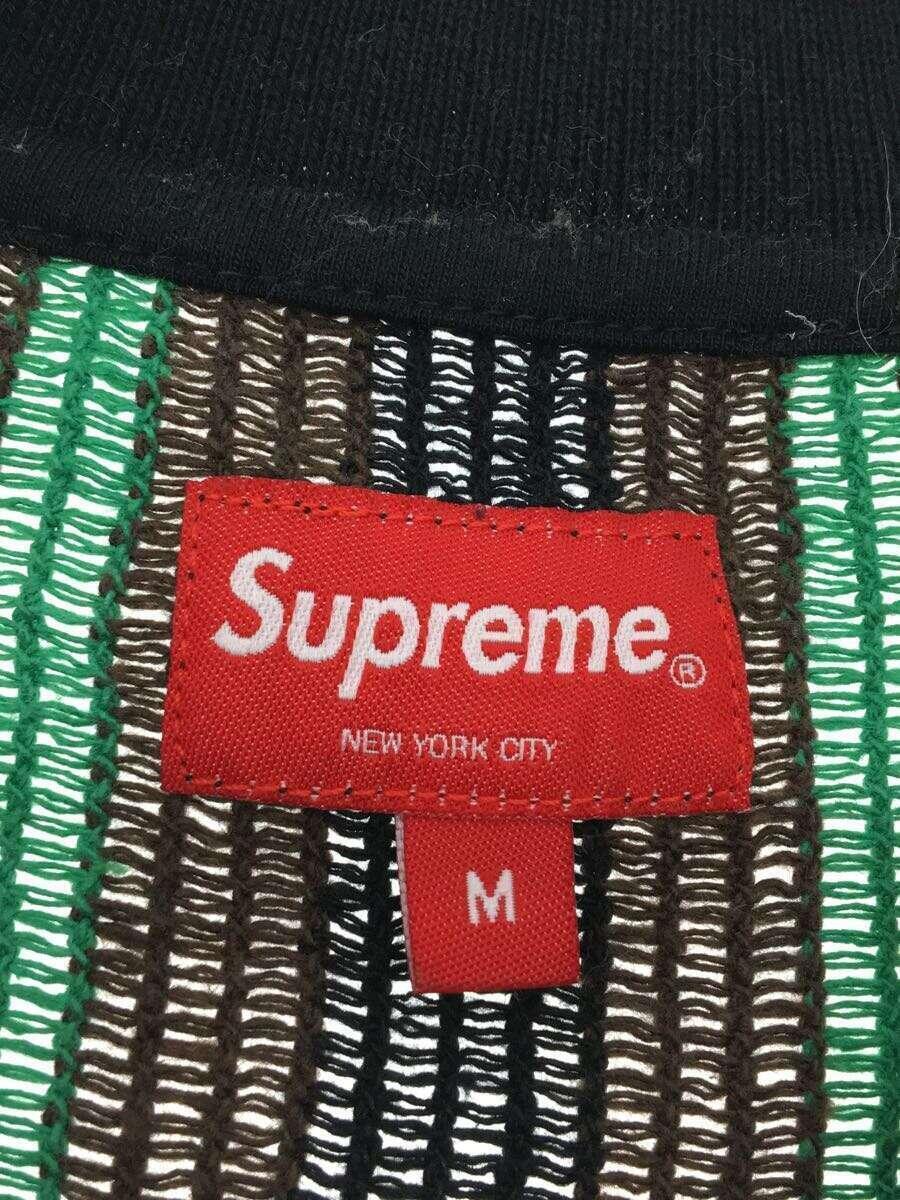 Supreme◆22SS Open Knit Stripe Zip Polo/M/コットン/マルチカラー/ブラウン/グリーン_画像3