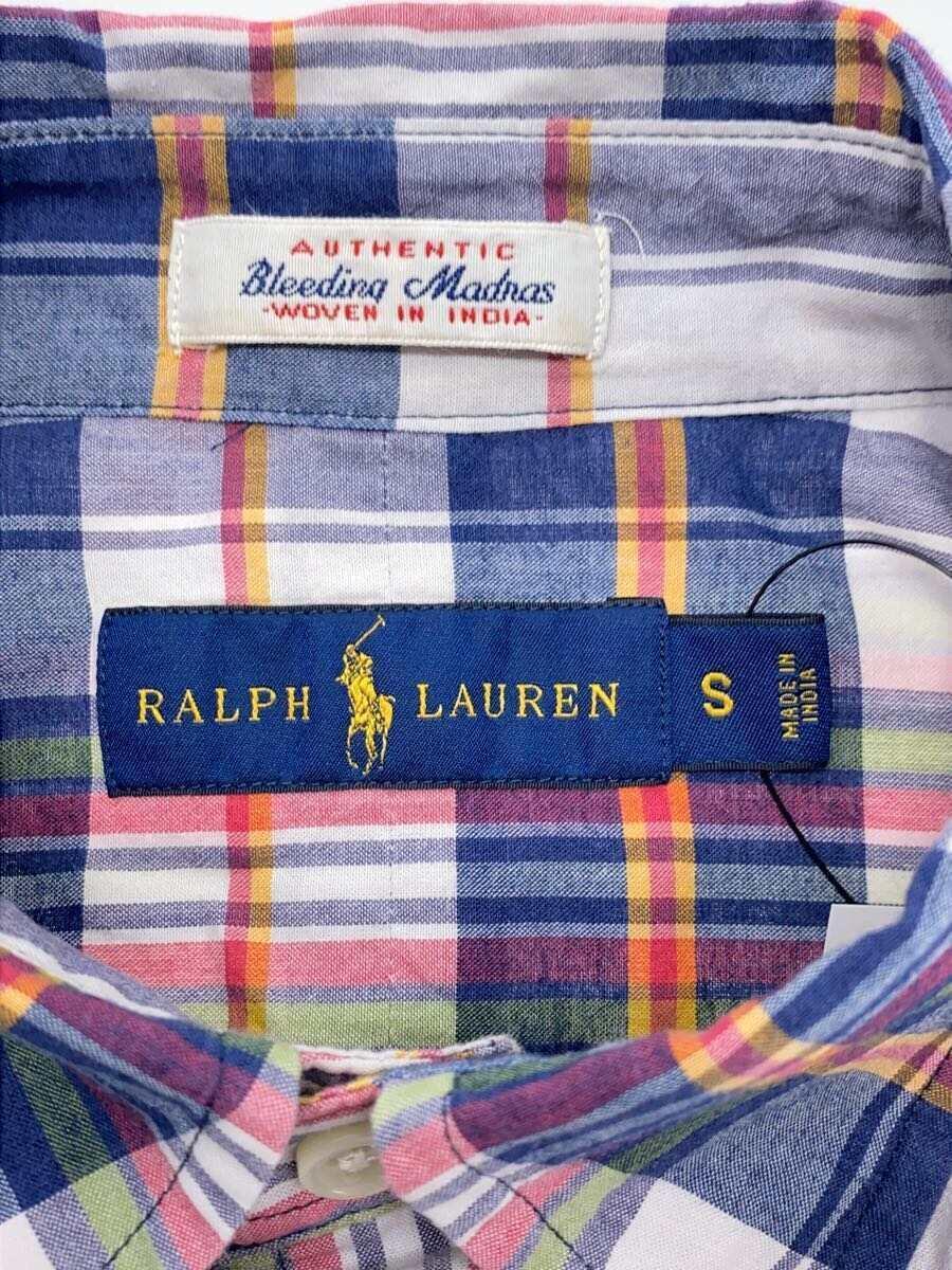 RALPH LAUREN◆半袖シャツ/S/コットン/BLU/チェック_画像3